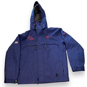 Vintage MARKER Ski Coat Embroidered Outdoor Coat Zip Pockets Blue Mens Sz M